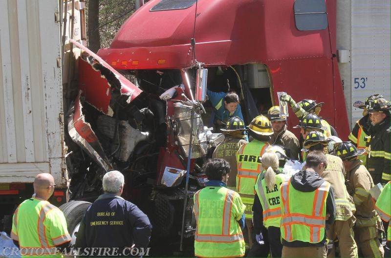 Mutual aid to Brewster for an MVA with extrication on I-684, 04/24/16