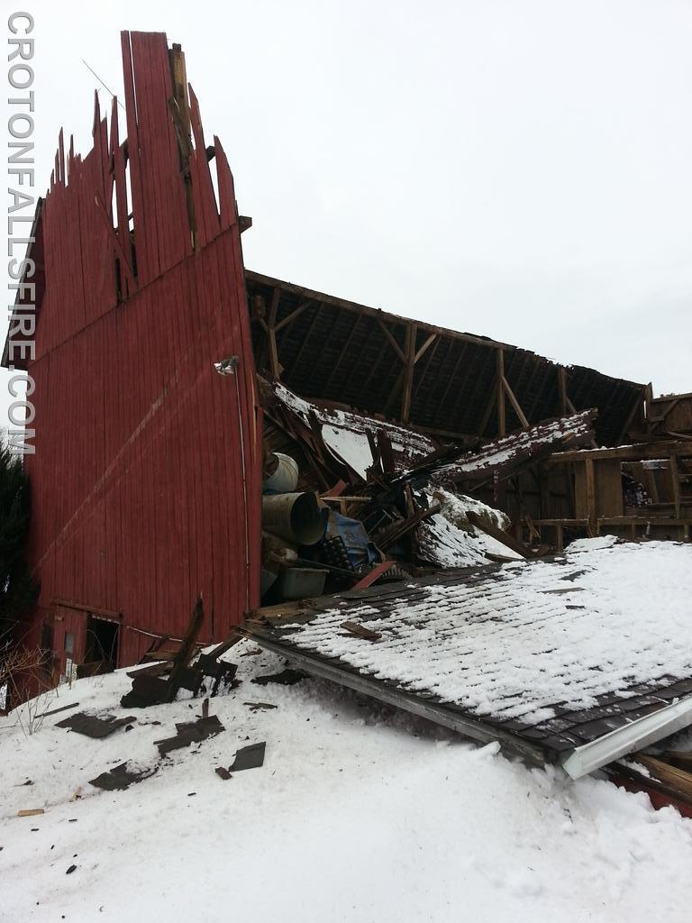 Barn collapse due to heavy snow on Titicus Road, 02/15/14