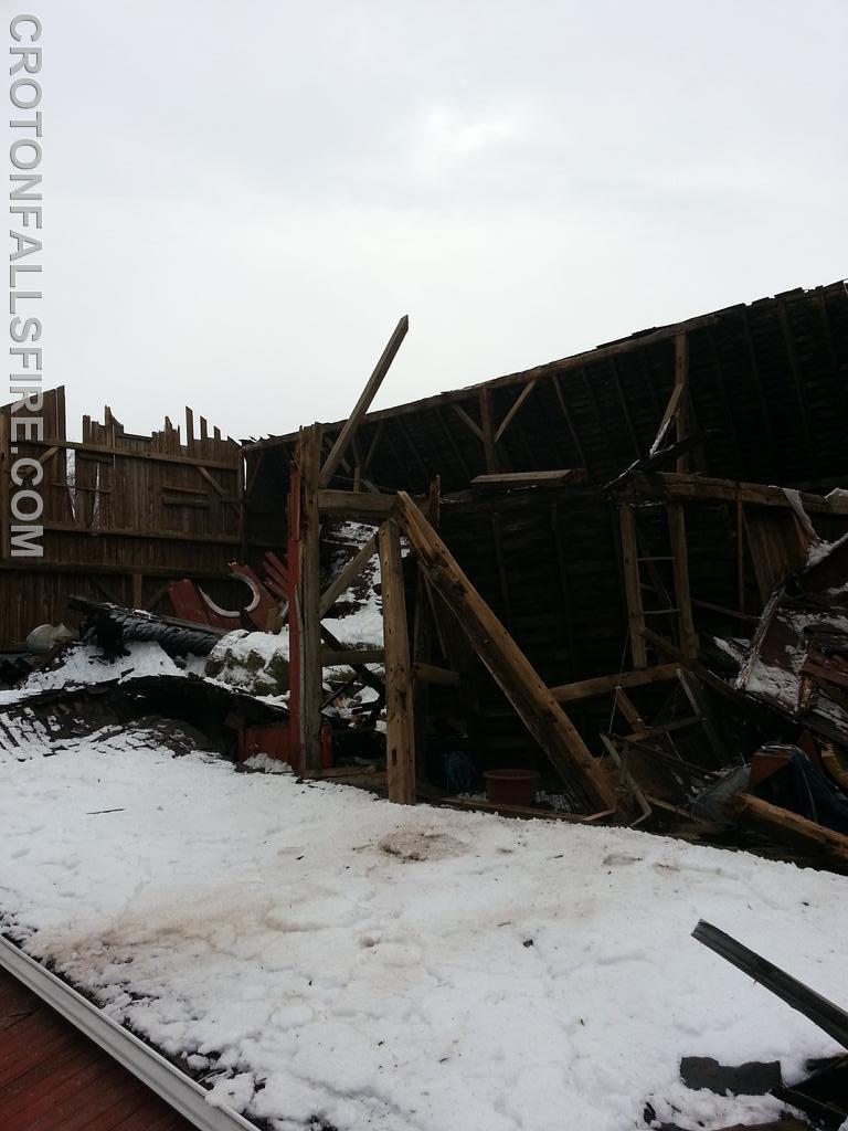 Barn collapse due to heavy snow on Titicus Road, 02/15/14