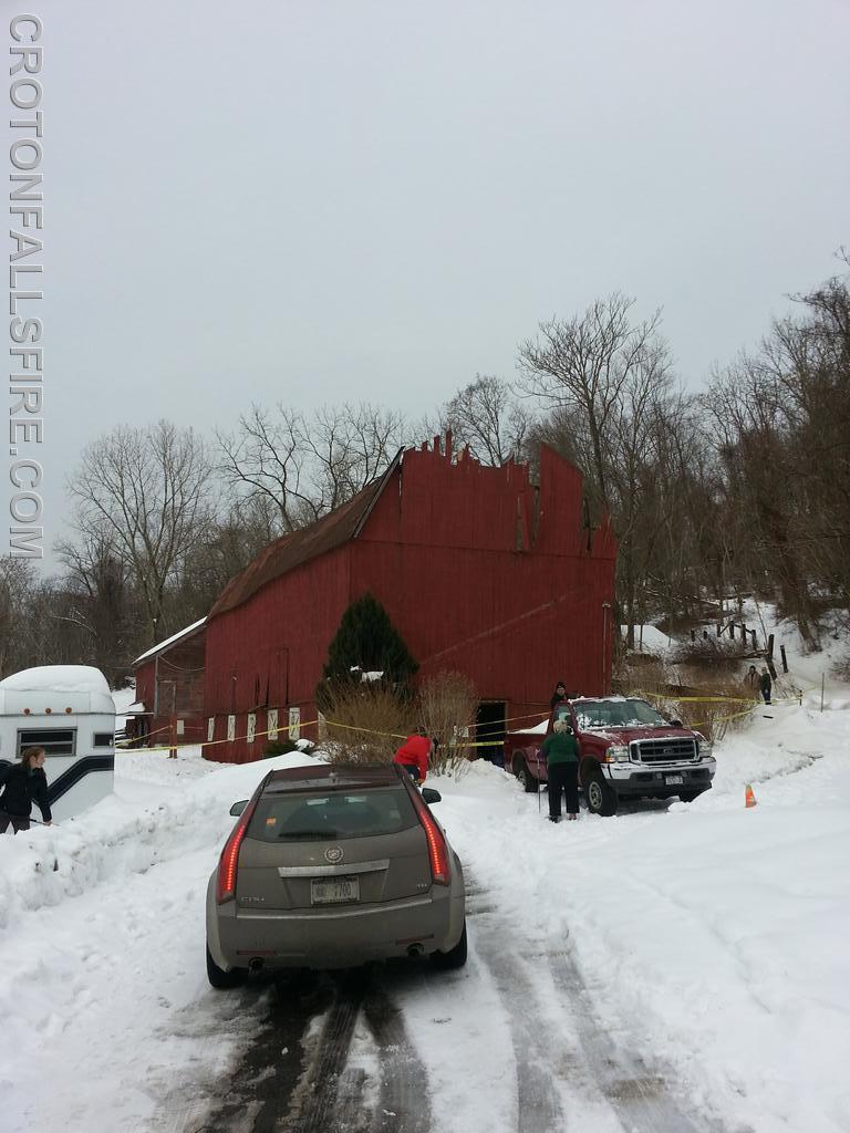 Barn collapse due to heavy snow on Titicus Road, 02/15/14