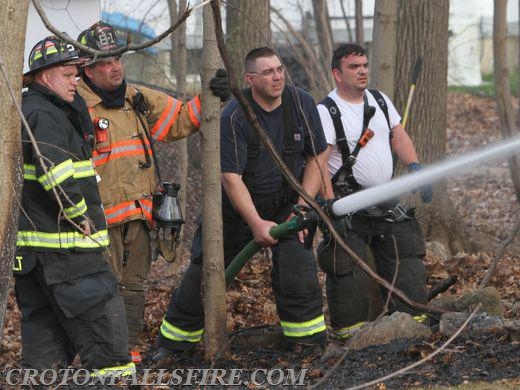 Mutual aid response to Mega Road in Mahopac for a structure fire with a brush fire, 04/18/16