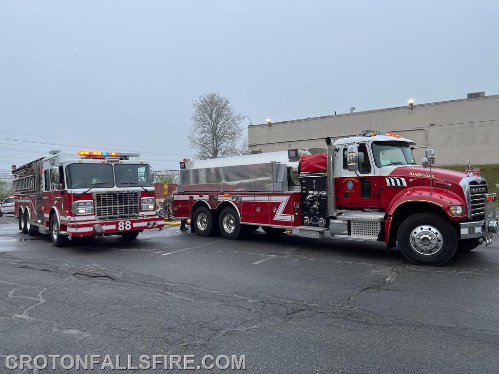 T-88 and T-7 at a three-alarm fire in Port Chester, 04/17/23