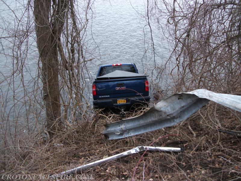 Truck over the guardrail into a reservoir on Titicus Road, 03/15/16