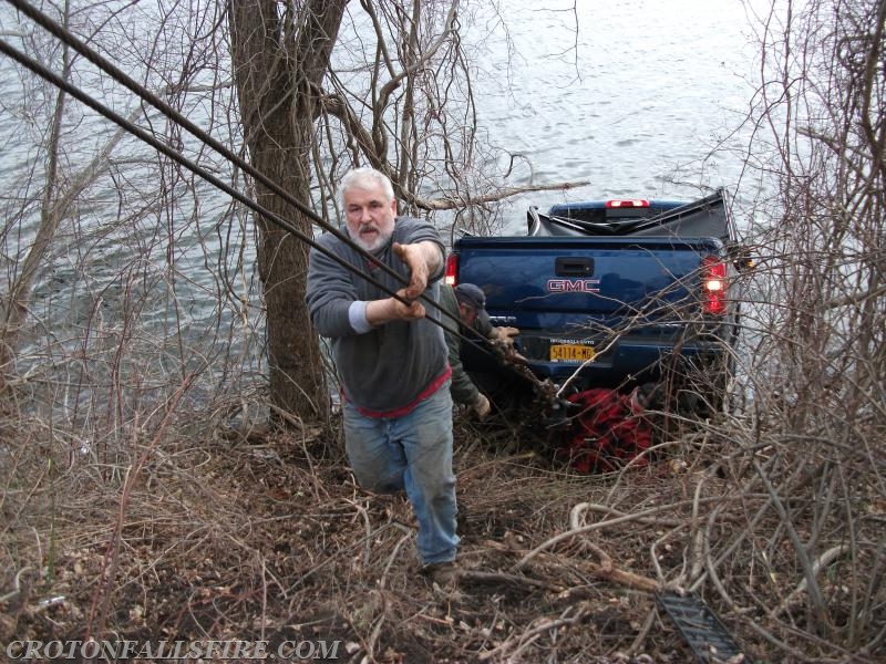 Truck over the guardrail into a reservoir on Titicus Road, 03/15/16