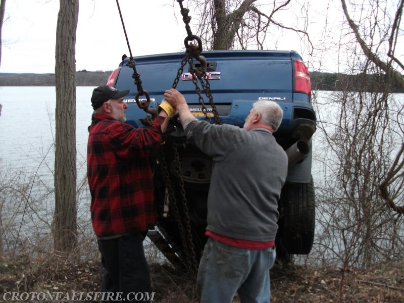 Truck over the guardrail into a reservoir on Titicus Road, 03/15/16