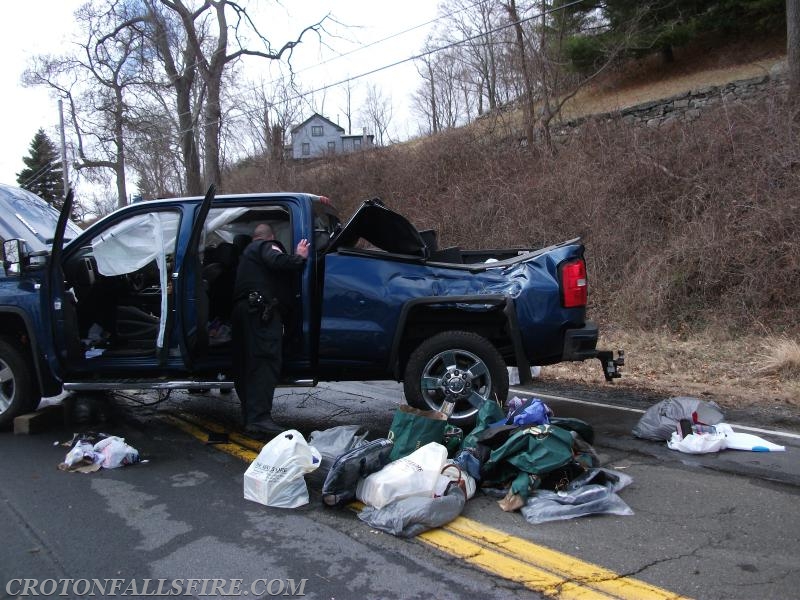 Truck over the guardrail into a reservoir on Titicus Road, 03/15/16