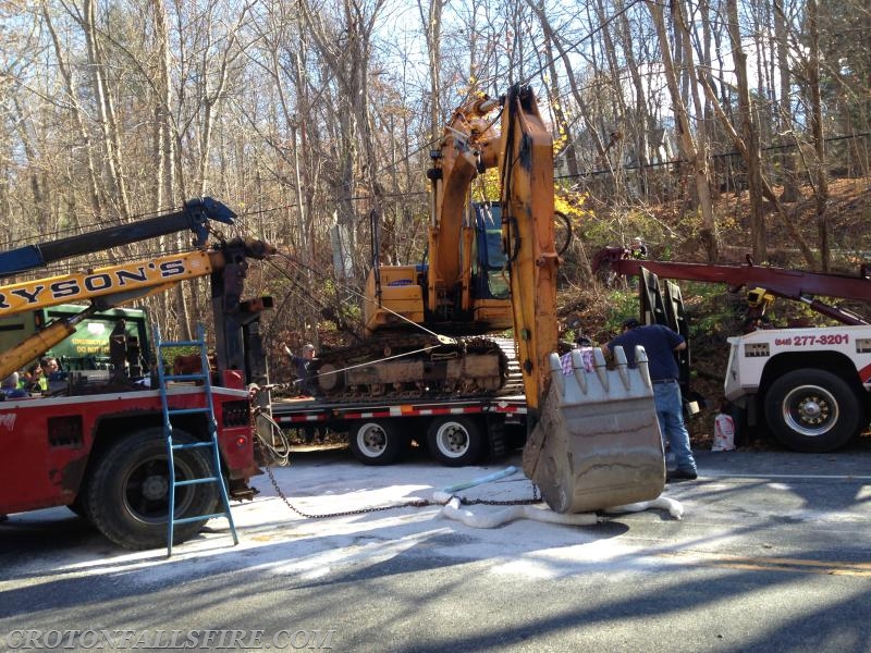 Excavator struck a railroad trestle bridge on Rt. 22, 11/08/15