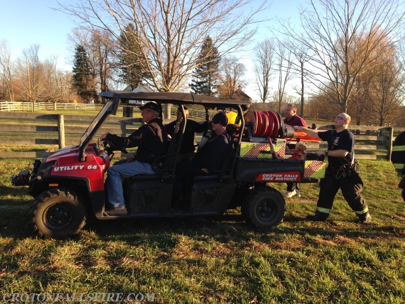 Transport of a patient with injuries in the woods on Baxter Road