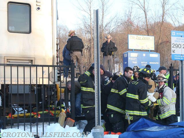 Rescue of a person struck by a train at the Purdys train station, 02/13/15