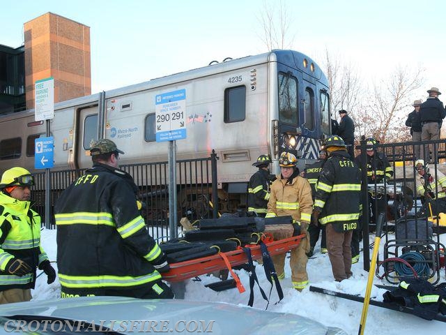 Rescue of a person struck by a train at the Purdys train station, 02/13/15