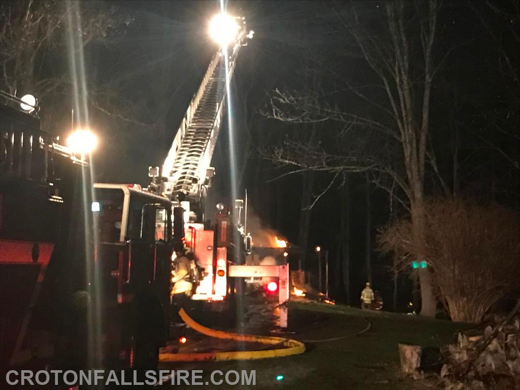 L-67 and T-8 operating first-due at a mutual aid structure fire at Pleasant View Farm in Brewster, 04/04/17