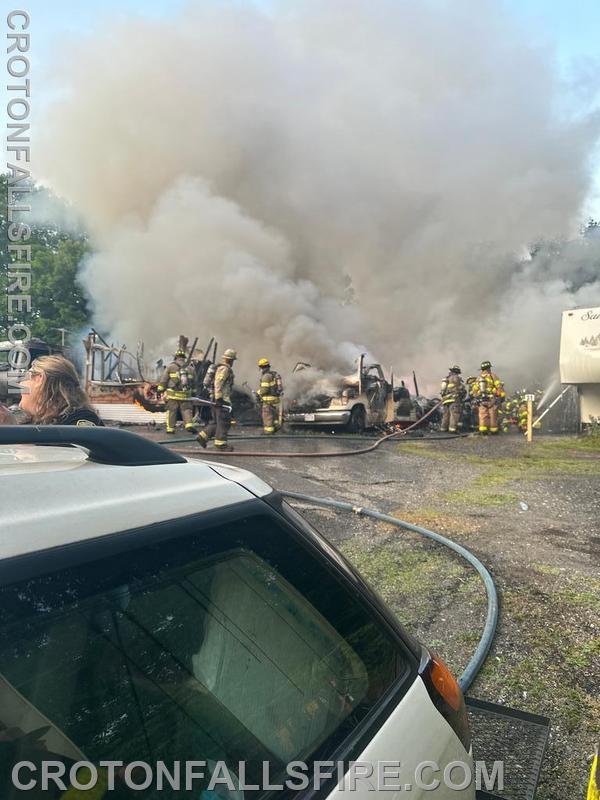 Mutual aid response to mobile homes on fire on Route 6 in Brewster, 06/15/23